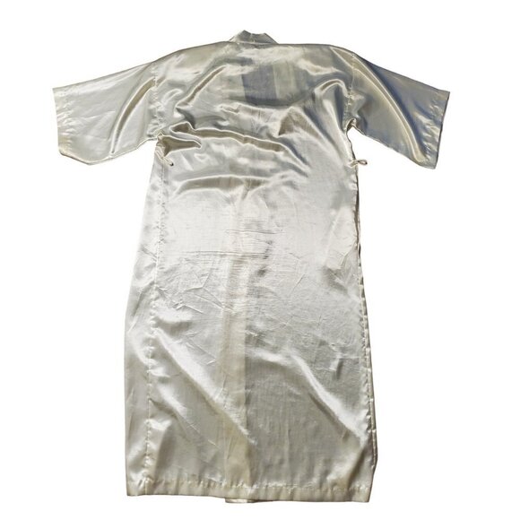 Vintage California Dynasty Silky Satin Fairycore Romantic‎ Ivory Tie Robe Size S - Picture 7 of 9